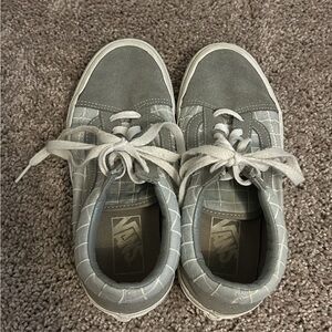 Vans Suede Gray and White Checkered Sneakers